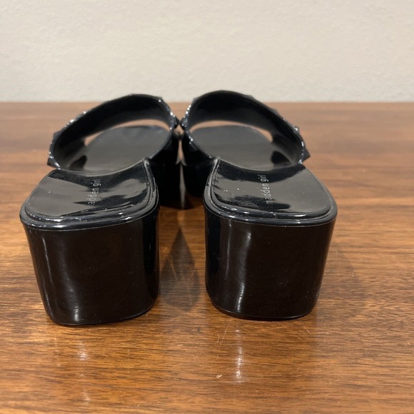 Madden Girl Womens Black Jelly Studded Slide Low Wedge Sandals Size  8.5 - Picture 8 of 9